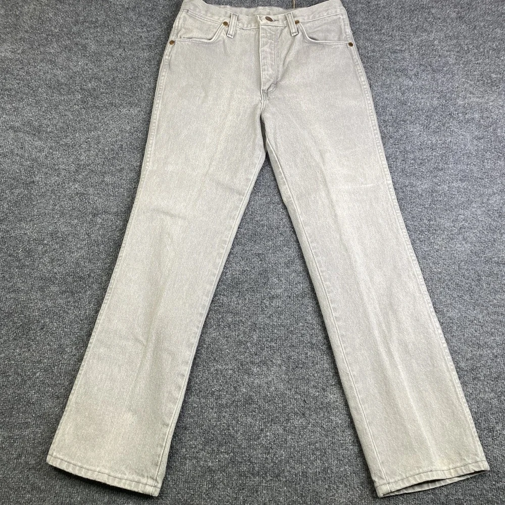 Vintage Wrangler Jeans Mens 30x30 Gray Straight Leg Light Wash Denim USA 9366GRY